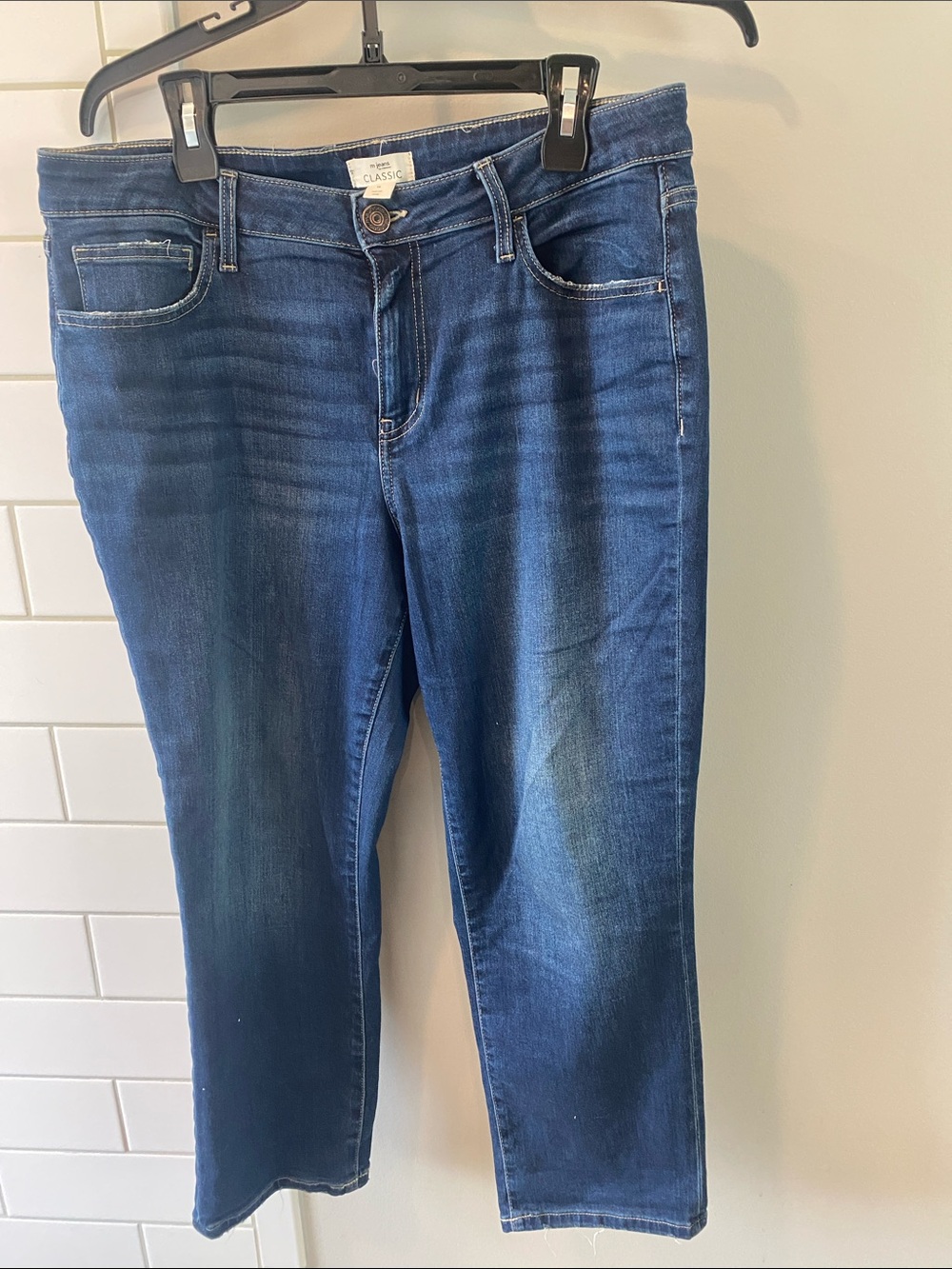 Maurices Dark Blue Cropped Straight Jeans